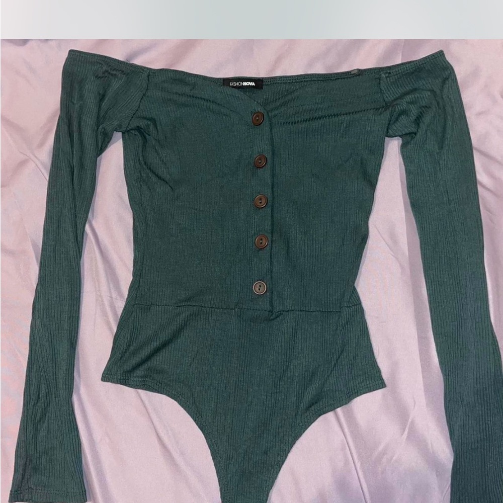 Off-Shoulder Bodysuit with Buttons